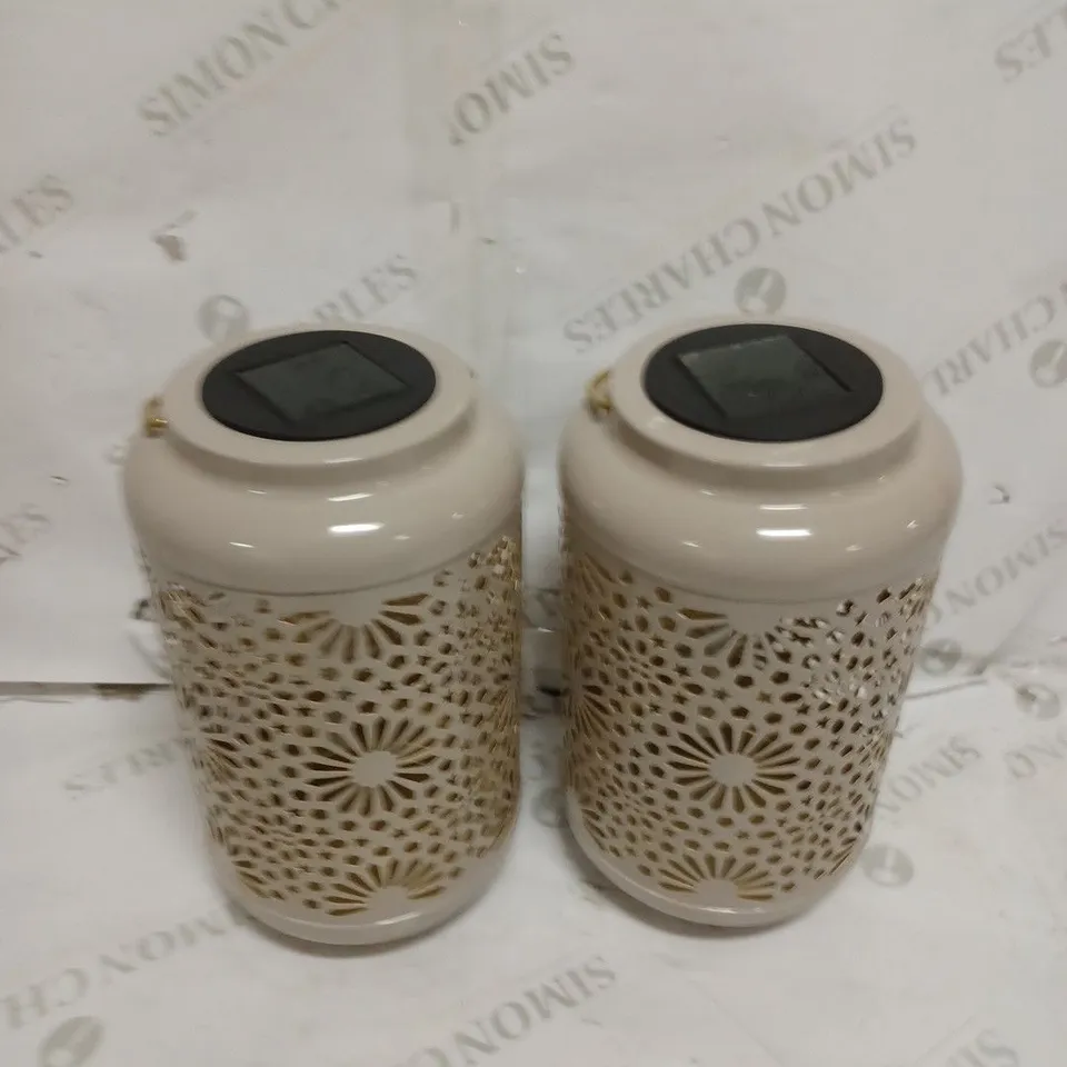 GARDEN REFLECTIONS SET OF 2 PATTERNED SOLAR LANTERNS