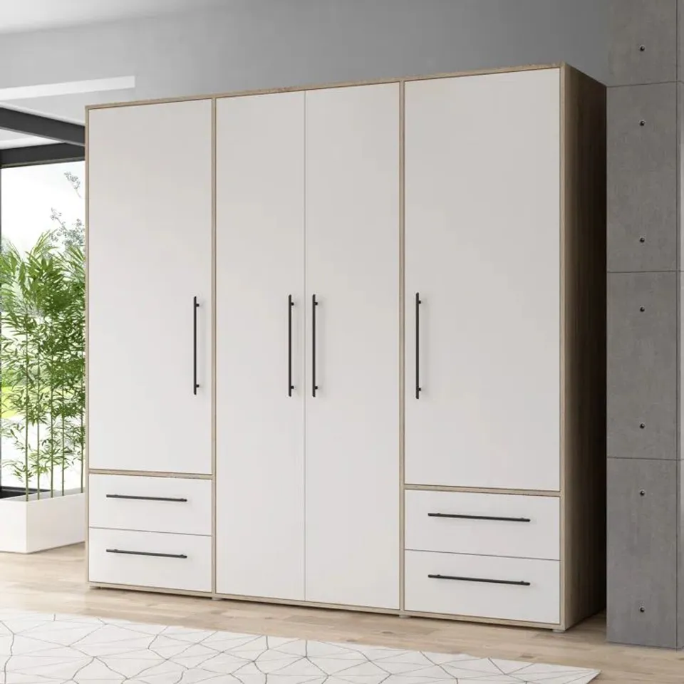 BOXED MINIJA 4 DOOR WARDROBE IN WHITE (4 BOXES)