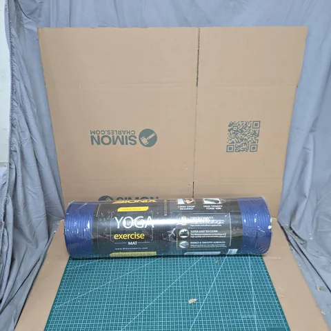 YOGA EXERCISE MAT – BLUE, ROLLED WITH CARRY STRAP