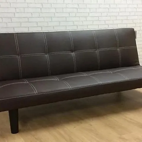 BOXED FAUX LEATHER SPENCER SOFA BED IN CHOCOLATE