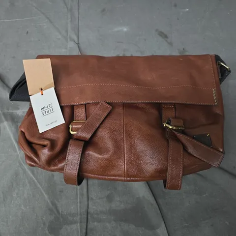 WHITE STUFF TEDDY LEATHER MESSENGER BAG IN MID TAN