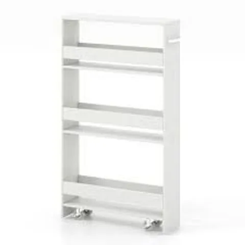 BOXED COSTWAY 4-TIER SLIM STORAGE CART WITH OPEN SHELVES AND WHEELS 