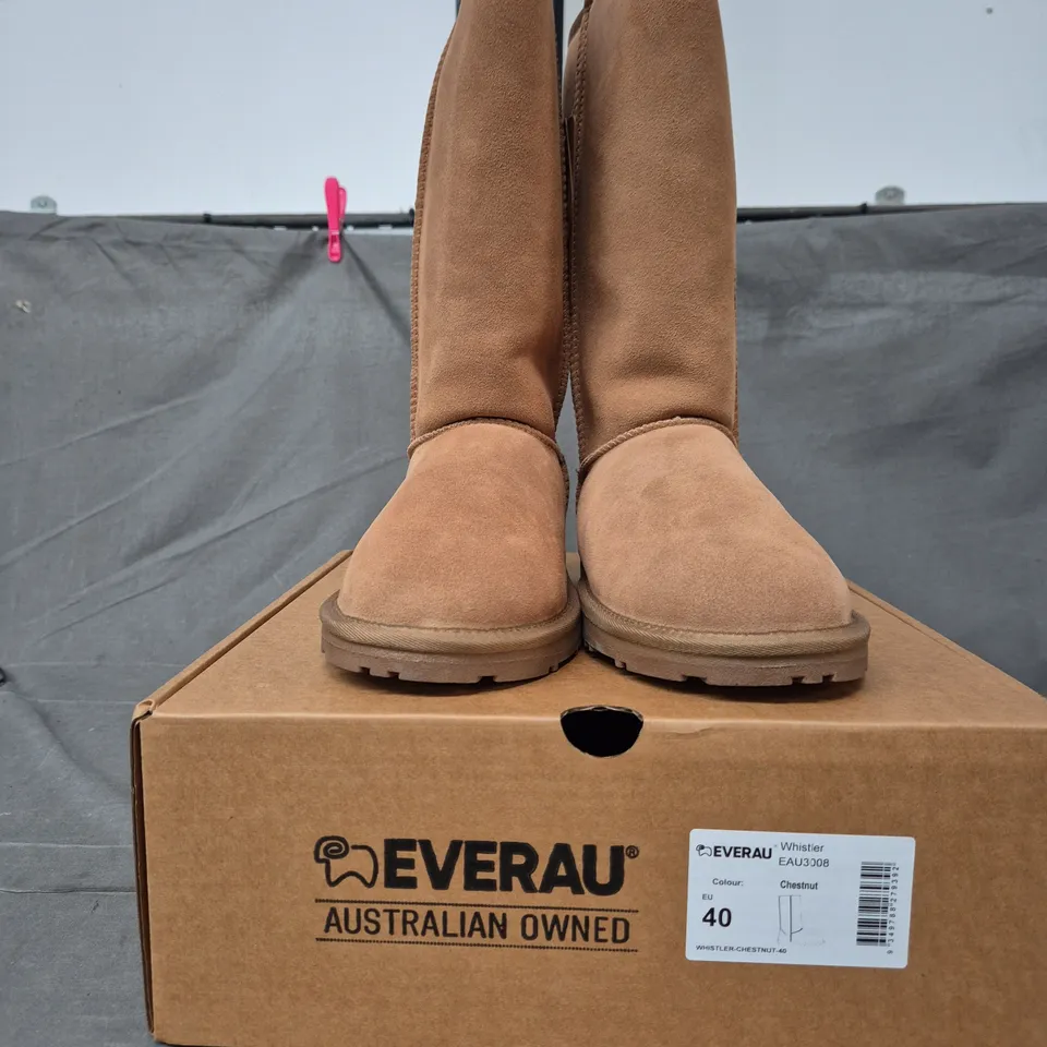 EVERAU WHISTLER CHESTNUT TALL BOOTS – WOMEN'S SUEDE KNEE-HIGH BOOTS, UK 7 (EU 40)