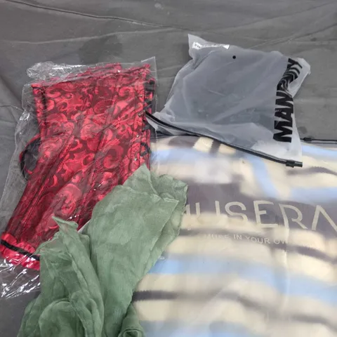 APPROXIMATELY 20 ASSORTED CLOTHING PRODUCTS IN VARIOUS STYLES & SIZES TO INCLUDE JACKETS, T-SHIRTS, DRESSES ETC