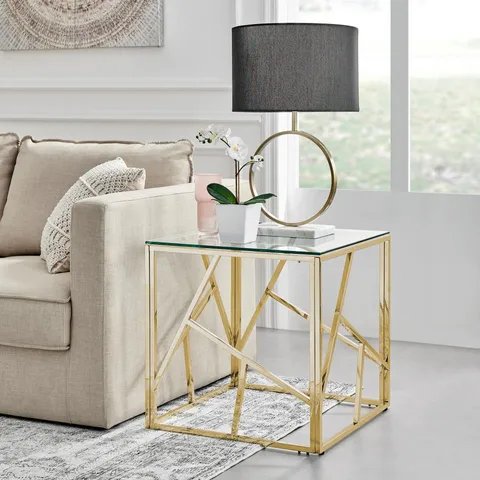 BOXED AMALFI SQUARE GOLD SIDE TABLE (1 BOX)