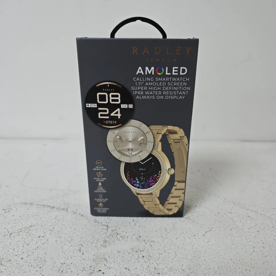 BOXED RADLEY SERIES 33 GOLD COLOURED BRACELET CALLING SMART WATCH