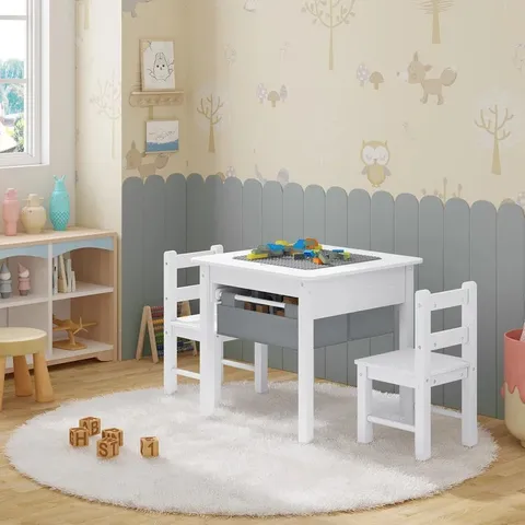BOXED KAMAL KIDS 3 PIECE SQUARE PLAY / ACTIVITY TABLE AND CHAIR SET (1 BOX)