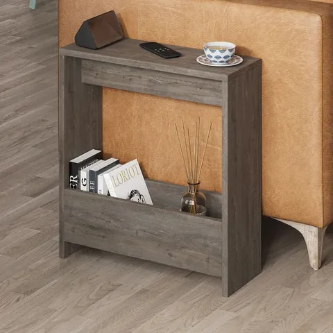 BOXED SIMPI MODERN SIDE TABLE H 60CM 2 TIER - BLACK WOOD