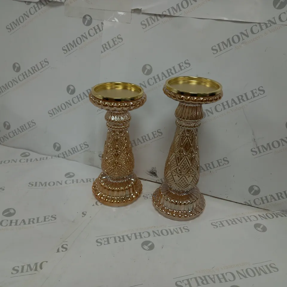 ALISON CORK SET OF 2 PRE-LIT GLASS CANDLE HOLDERS