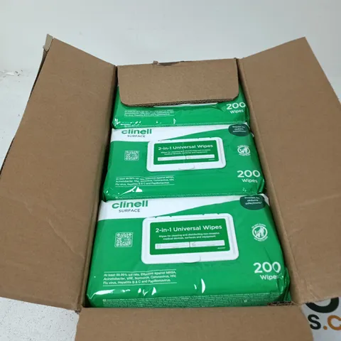 CLINELL 2-IN-1 UNIVERSAL WIPES – 6 X 200 WIPES (SURFACE DISINFECTANT)