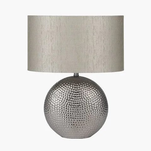 BOXED MABEL SILVER DOT TEXTURED CERAMIC TABLE LAMP