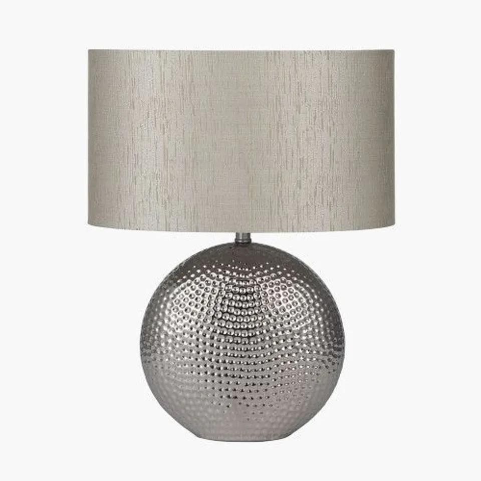 BOXED MABEL SILVER DOT TEXTURED CERAMIC TABLE LAMP