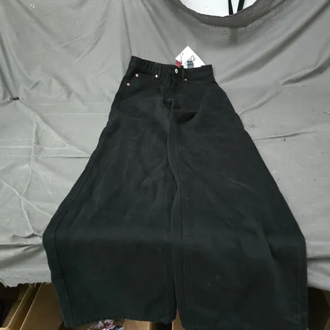 STRADIVARIUS D92 STRAIGHT WIDE TROUSERS – BLACK, UK 6 (EU 34)