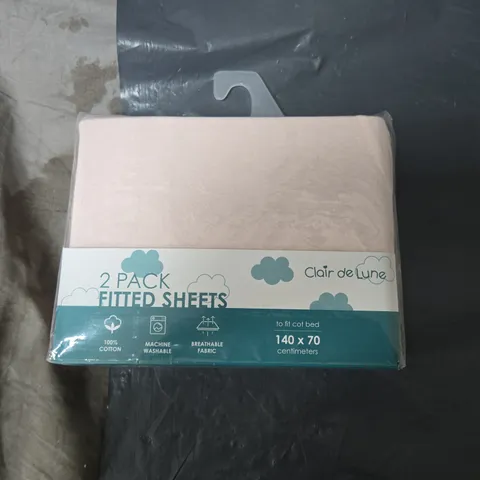 CLAIR DE LUNE 2 PACK FITTED SHEETS FOR COT BED – 140 X 70 CM