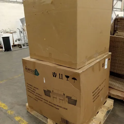PALLET OF ASSORTED GARDEN FURNITURE AND GARDEN FURNITURE PARTS AND PIECES 