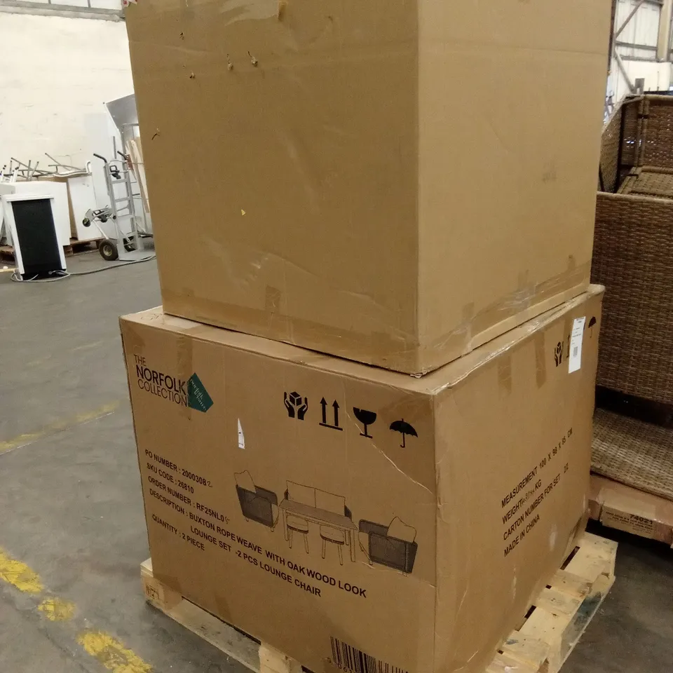 PALLET OF ASSORTED GARDEN FURNITURE AND GARDEN FURNITURE PARTS AND PIECES