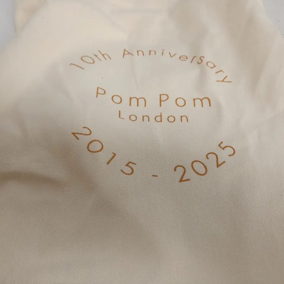 BLACK PEBBLED LEATHER BELT BAG WITH GOLD ZIP – INCLUDES POM POM LONDON 10TH ANNIVERSARY CLOTH BAG