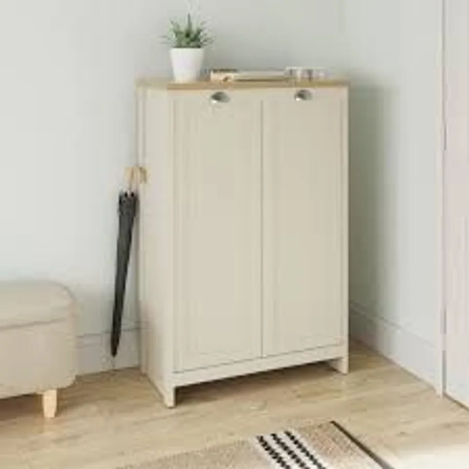 BOXED LANCASTER 2 DOOR SHOE CABINET CREAM 