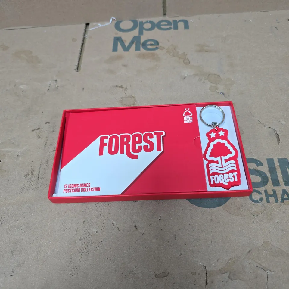 NOTTINGHAM FOREST SEASON CARD 2025 - 2026 12 ICONIC GAME POSTCARDS AND KEY RING