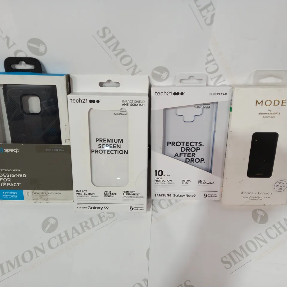 LOT OF 4 ASSORTED SPECK, TECH21 AND MODE PHONE PROTECTORS