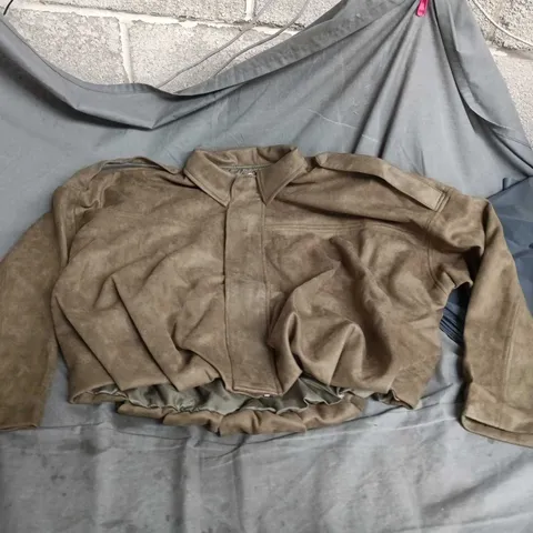 BROWN SUEDE JACKET, LONG-SLEEVE – UNBRANDED SIZE S