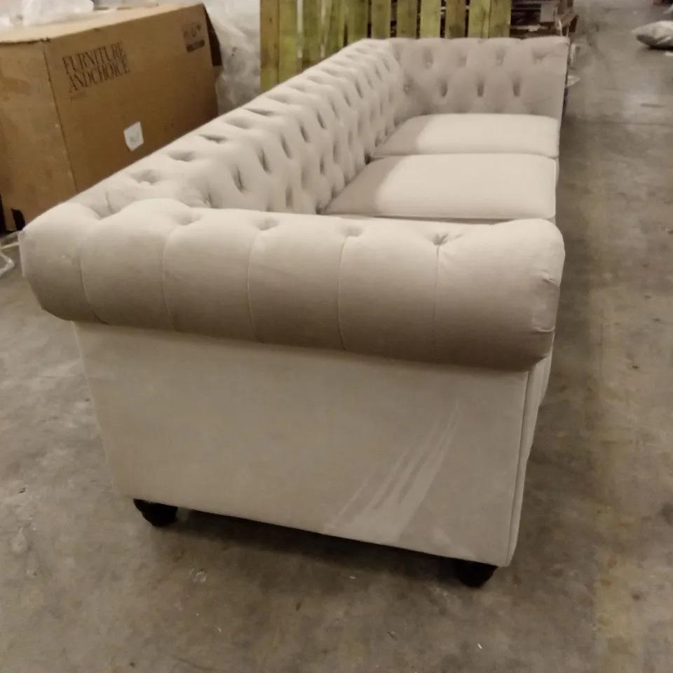 HAMPTON 3 SEATER CHESTERFIELD SOFA, CHAMPAGNE CLASSIC VELVET