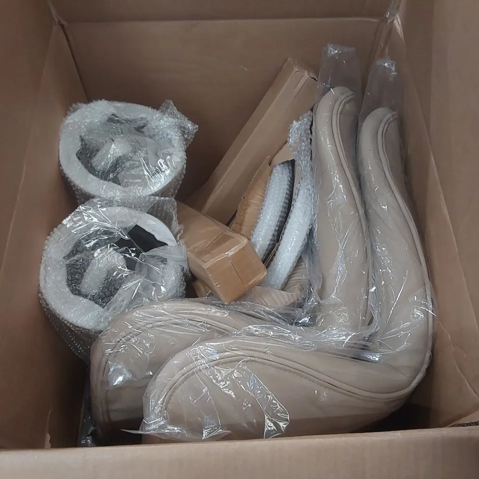 BOXED PAIR OF DESIGNER FAUX LEATHER BAR STOOLS