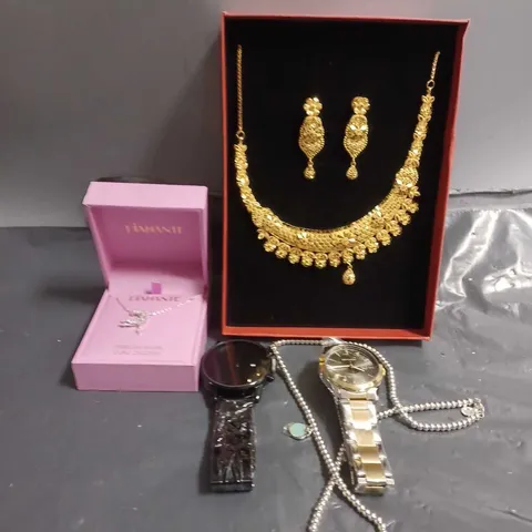 APPROXIMATELY 15 ASSORTED JEWELLERY ITEMS TO INCLUDE - EARRINGS - WATCHES - BRACELET ETC