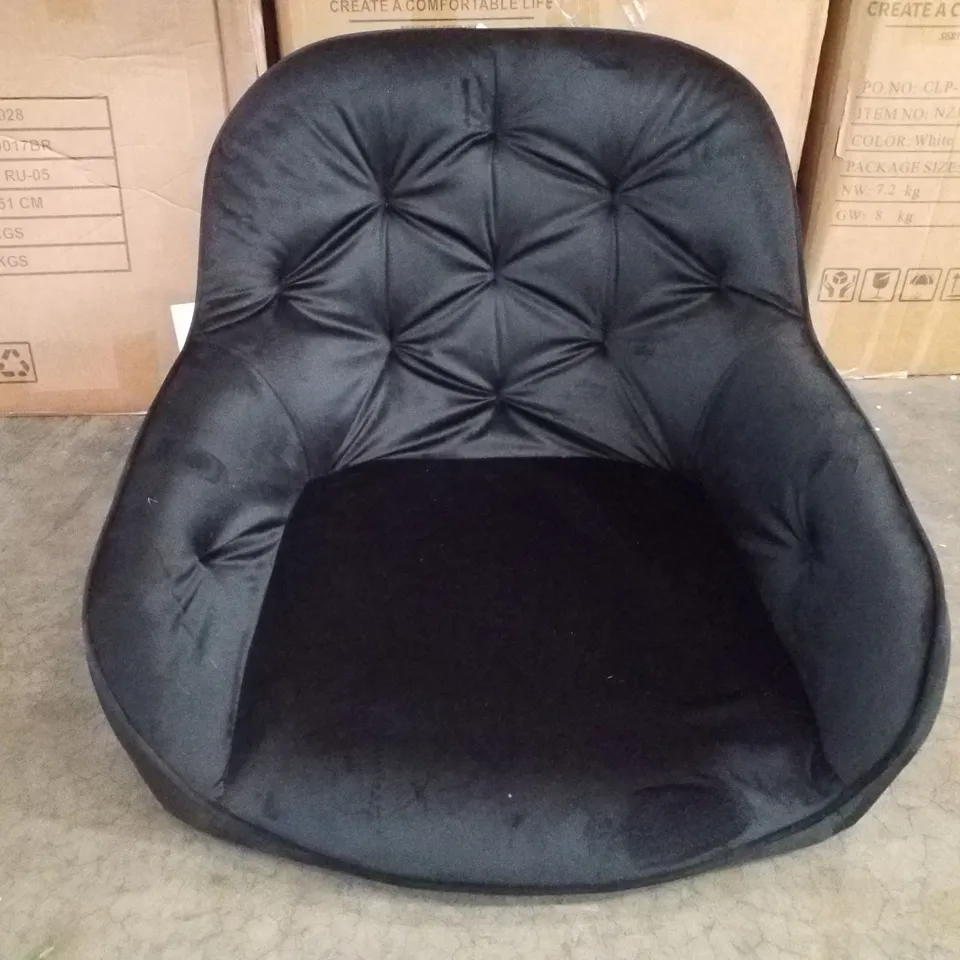 BOXED SET OF 2 DESIGNER BLACK VELVET CHAIRS (1 BOX)
