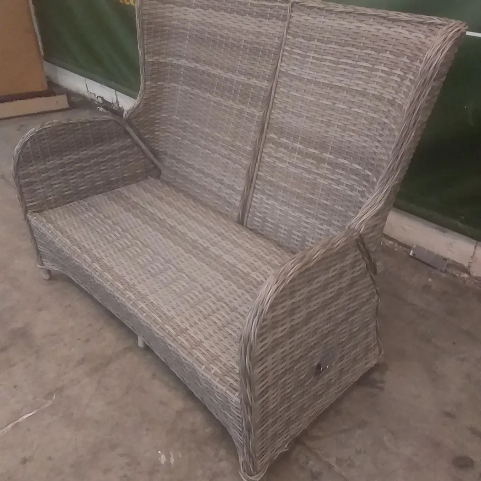 RATTAN EFFECT 2 SEATER GARDEN CHAIR GREY