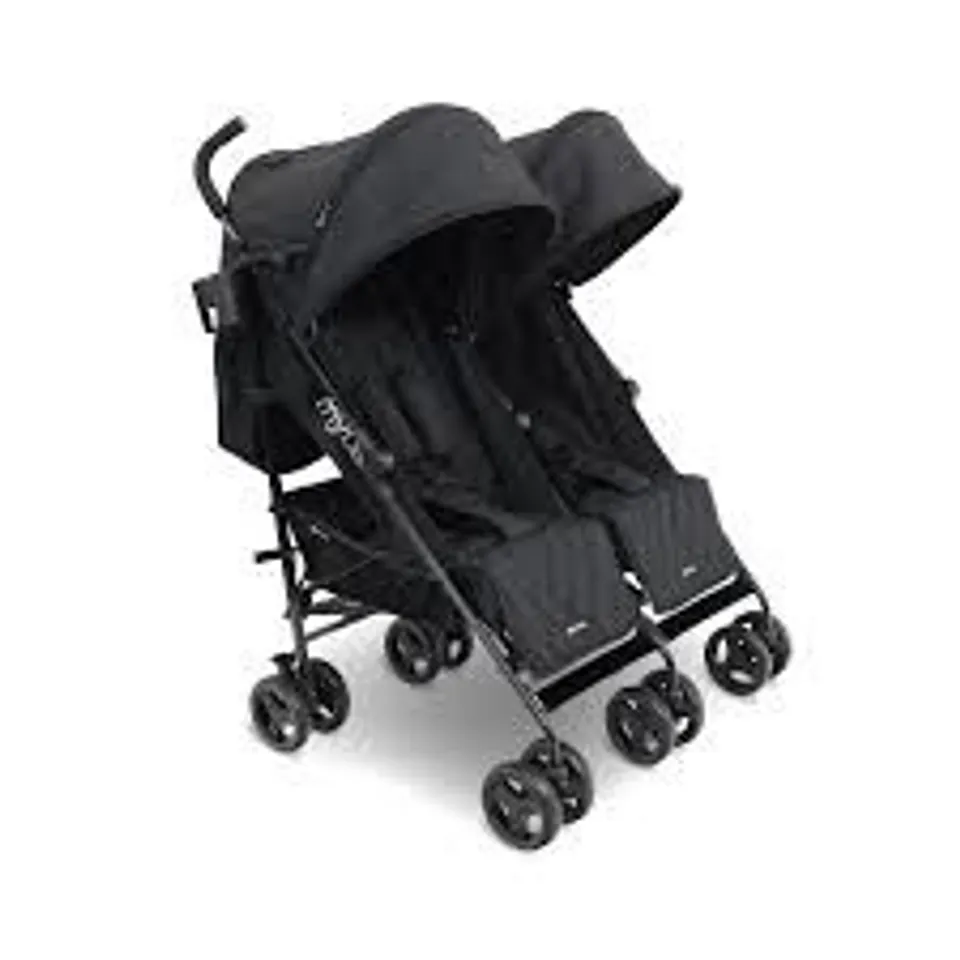 MY BABIIE MB12 LIGHTWEIGHT TWIN STROLLER - BLACK - COLLECTION ONLY