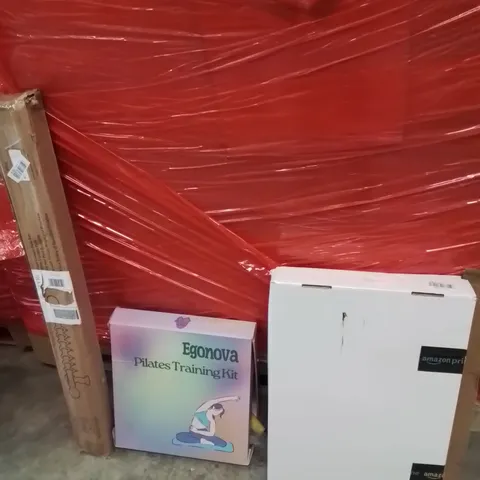 PALLET OF ASSORTED HOUSEHOLD GOODS AND PRODUCTS TO INCLUDE;CLOTHES DRYING RACK,PILATES TRAINING KIT,SHOWER SET