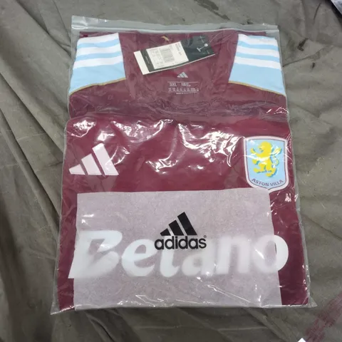 ADIDAS ASTON VILLA FOOTBALL JERSEY – BURGUNDY WITH LIGHT BLUE SHOULDERS, USA 3XL