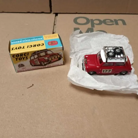 CORGI TOYS RED DIECAST CAR WITH ROOF RACK – NO. 177, WITH ORIGINAL BOX
