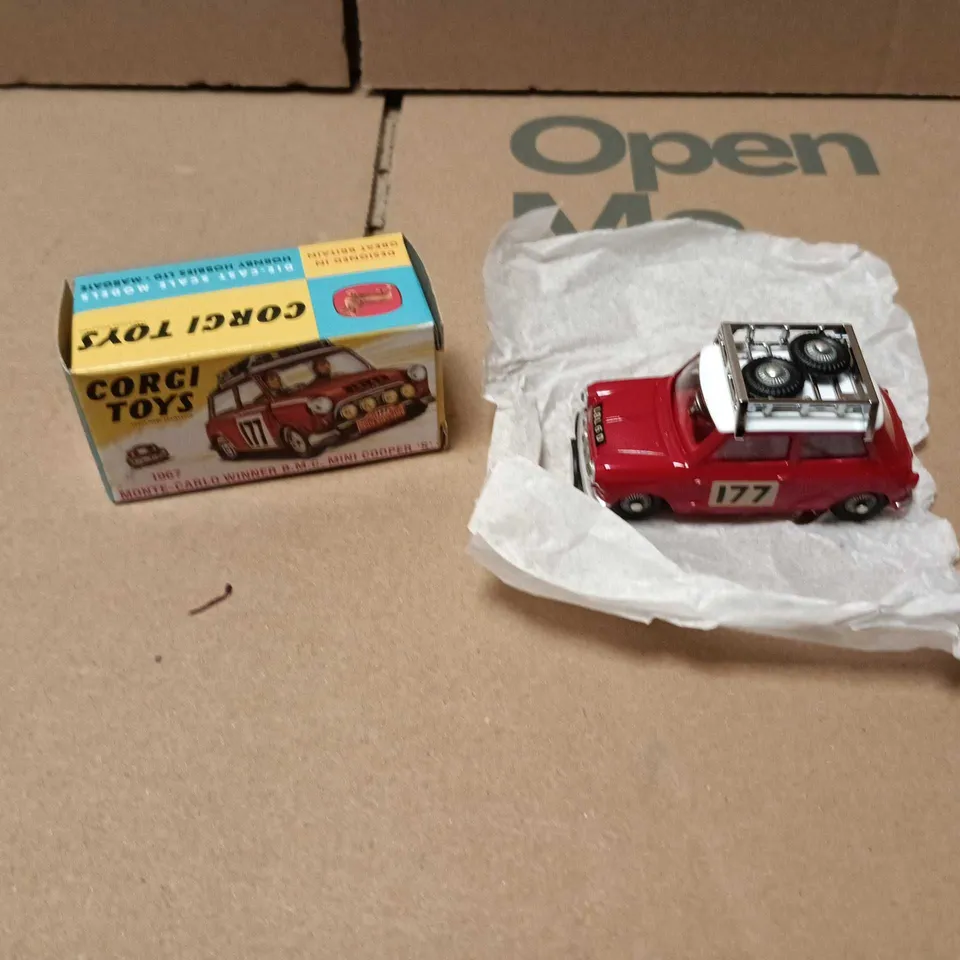 CORGI TOYS RED DIECAST CAR WITH ROOF RACK – NO. 177, WITH ORIGINAL BOX