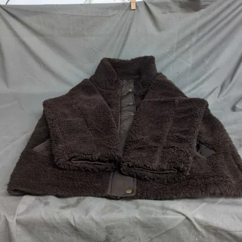 LANDS' END BROWN FAUX SHEARLING JACKET – UK M (US M) 