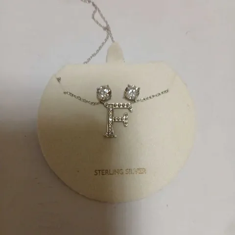 DIAMONIQUE 1.9CT TW INITIAL PENDANT & EARRING SET IN BAUBLE STERLING SILVER 