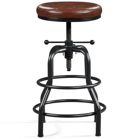 BOXED UPHOLSTERED COUNTER STOOL WITH METAL FRAME - BROWN (SET OF 2) - 1 BOX