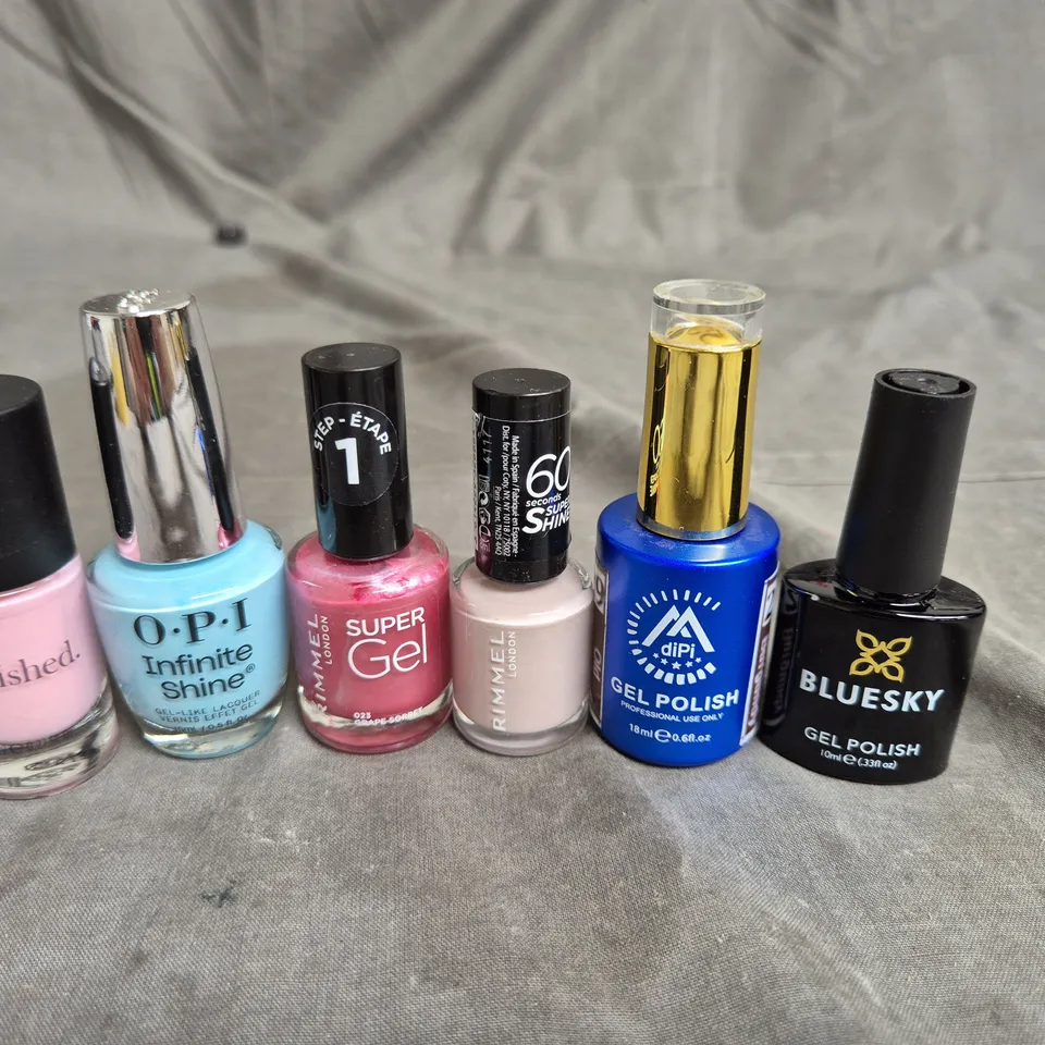 APPROXIMATELY 20 BOTTLES OF NAIL VARNISH TO INCLUDE POLISHED, BLUESKY AND RIMMEL
