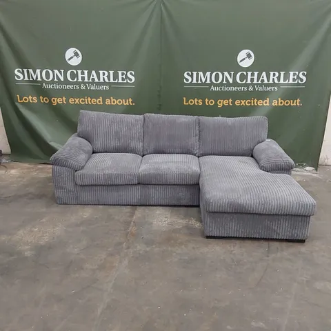 AMALFI STANDARD BACK FABRIC RIGHT HAND 3 SEATER CHAISE SOFA - CHARCOAL