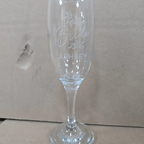 PERSONALISED WEDDING BOTANICAL FLUTE GLASS - ASHLEY
