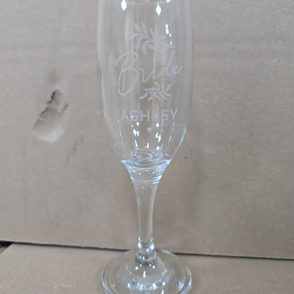 PERSONALISED WEDDING BOTANICAL FLUTE GLASS - ASHLEY