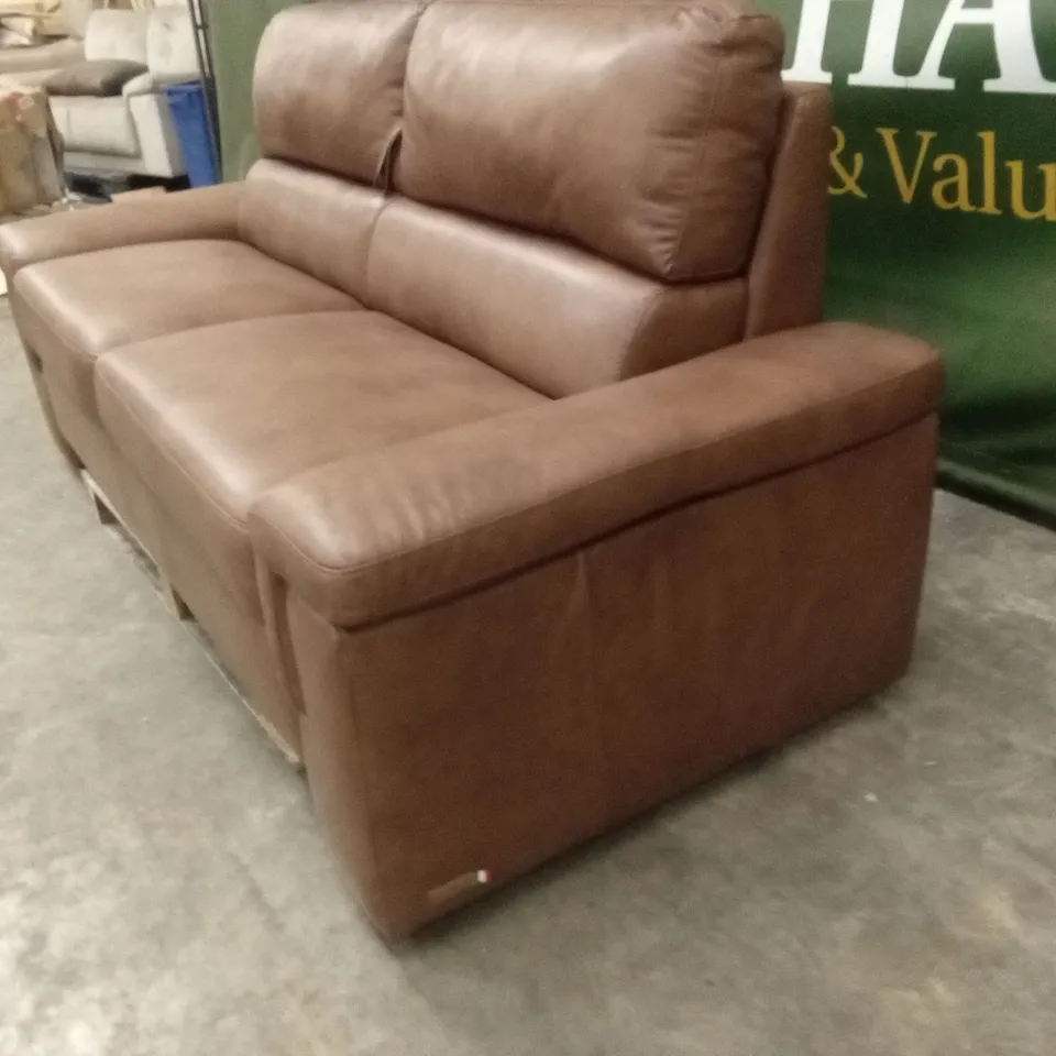 QUALITY DESIGNER ITALIAN MADE LEATHER SOFABED - BRANDY