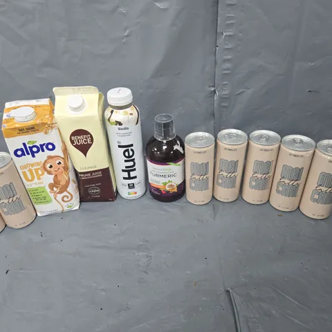 APPROXIMATELY 10 ASSORTED DRINK ITEMS TO INCLUDE - ALPRO, MAI CHAI, AND HUEL ETC.