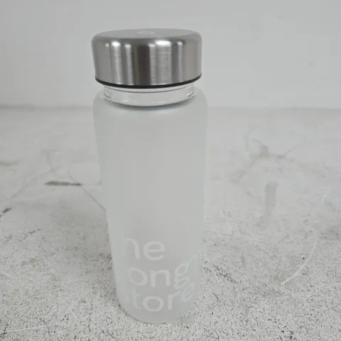 THE LONGEVITY STORE WATER BOTTLE – FROSTED WHITE, SILVER CAP