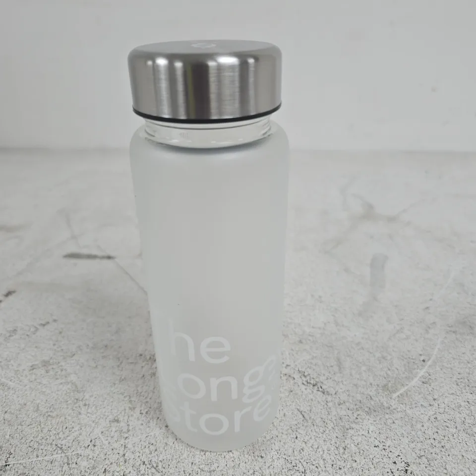 THE LONGEVITY STORE WATER BOTTLE – FROSTED WHITE, SILVER CAP