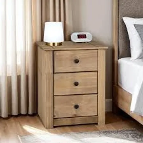 BOXED PANAMA WAXED PINE 3 DRAWER BEDSIDE CABINET (1 BOX)