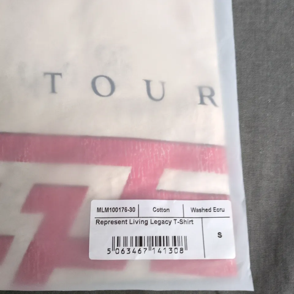 REPRESENT LIVING LEGACY T-SHIRT – S – COTTON WASHED ECRU