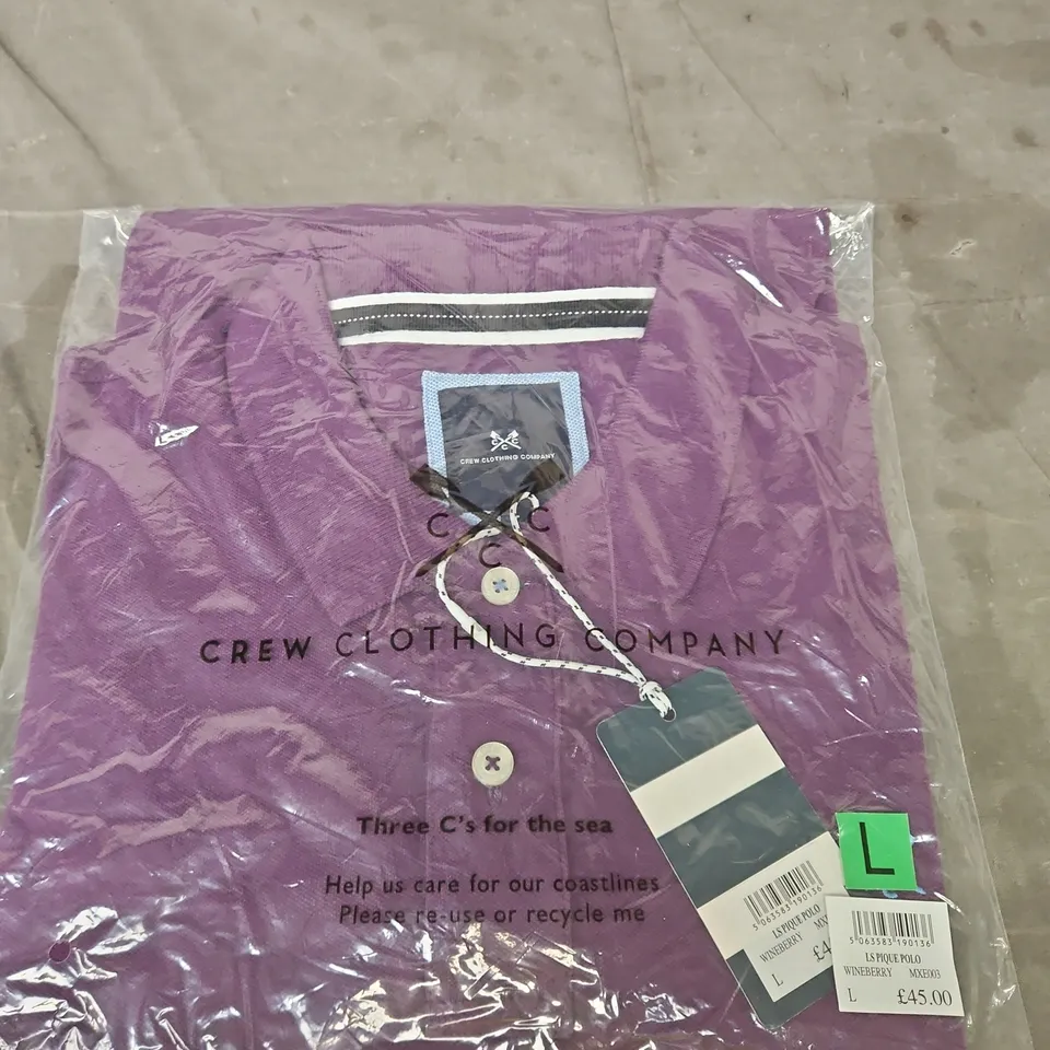 CREW CLOTHING COMPANY PURPLE POLO SHIRT – UK L