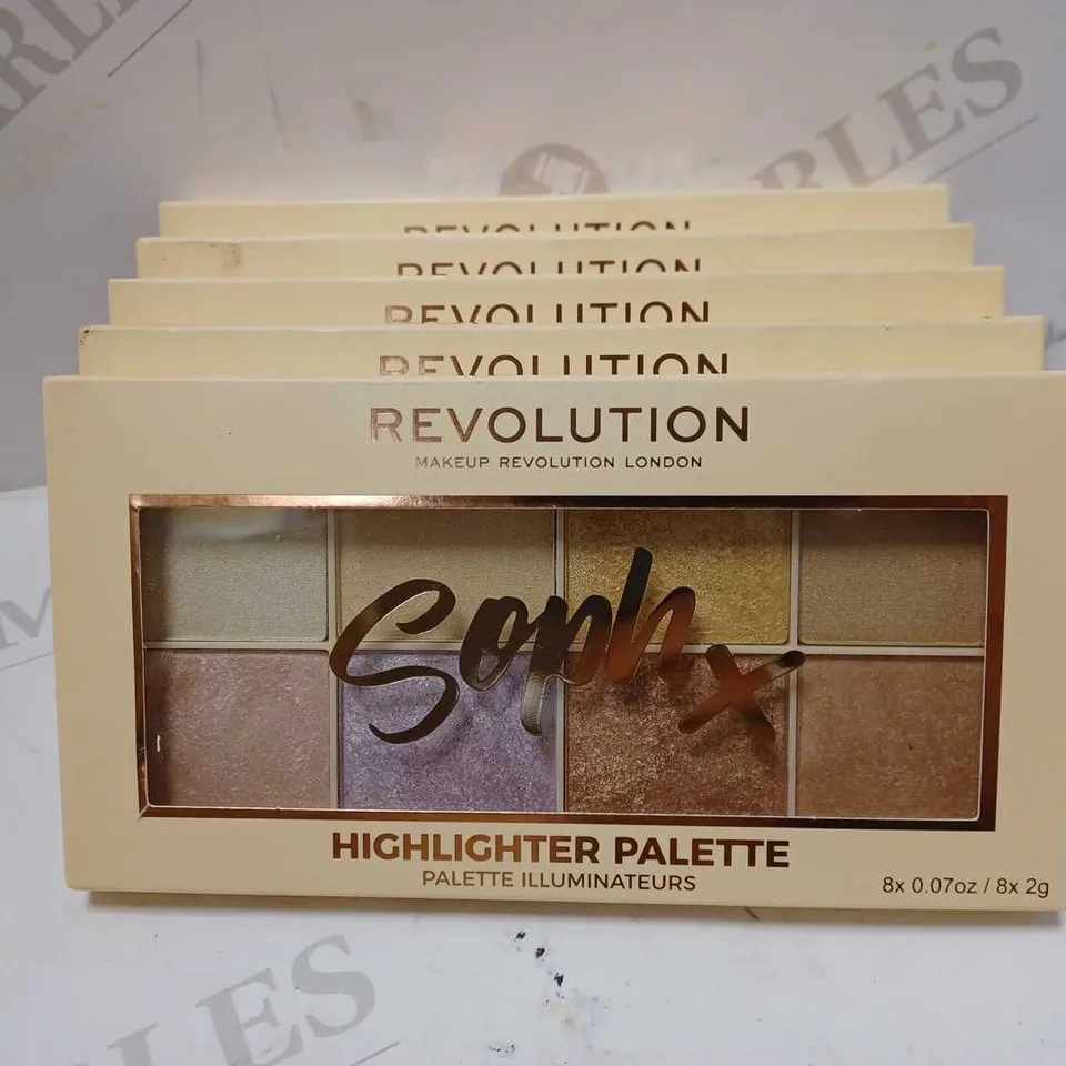 LOT OF 5 REVOLUTION SOPH X HIGHLIGHTER PALETTES